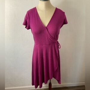 MAEVE Purple Striped Faux Wrap Dress Sz‎ S